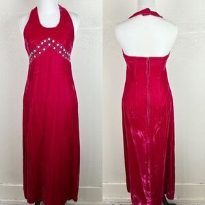 Velvet Pink Halter 90s Sequin Pink Midi Dress Small y2K Sex and the City Friends